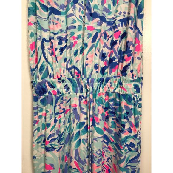 New Lilly Pulitzer Paulina Jumpsuit Tank XS Breakwater Party Wave Print Summer - Picture 7 of 15